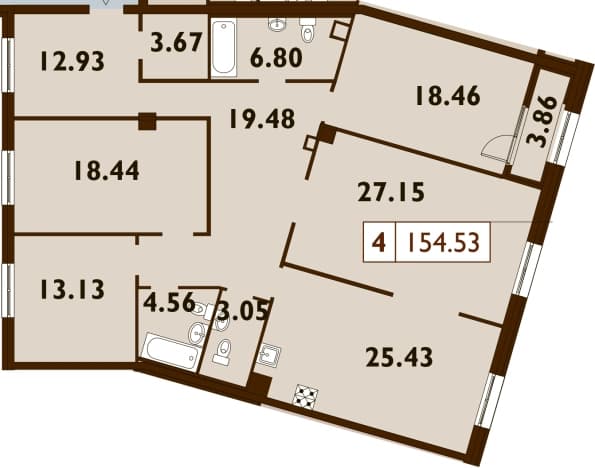 . Вариант № 438066, 0, площадь - 153.4 квм, цена 80666280 рублей