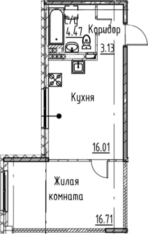 . Вариант № 1831230, 0, площадь - 40.32 квм, цена 11079936 рублей