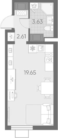 . Вариант № 2010889, 0, площадь - 25.89 квм, цена 9605190 рублей