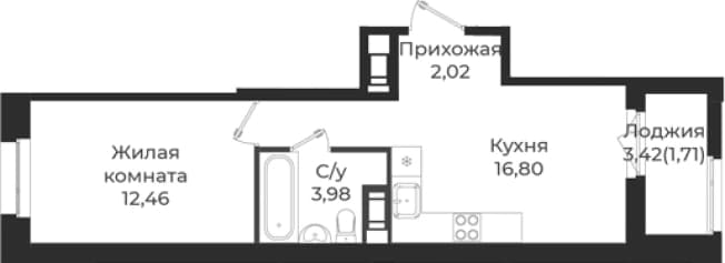 . Вариант № 1838907, 0, площадь - 35.26 квм, цена 5756229 рублей
