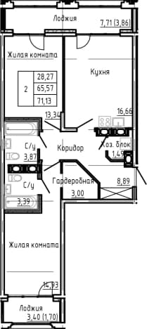. Вариант № 1885737, 0, площадь - 65.57 квм, цена 45163994 рублей