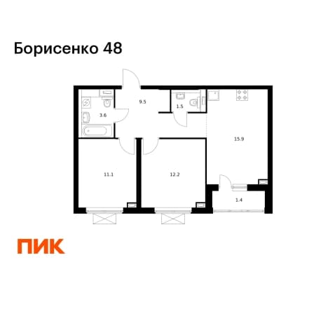 Купить двухкомнатную квартиру в новостройках в ЖК Борисенко 48 в Владивостоке. Вариант № 2070218, 1, площадь - квм, цена 9721824 рублей