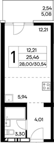 . Вариант № 2155074, 0, площадь - 28 квм, цена 10383600 рублей