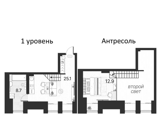 . Вариант № 1805858, 0, площадь - 46.7 квм, цена 14243500 рублей