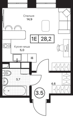 . Вариант № 2403868, 0, площадь - 28.2 квм, цена 8178000 рублей