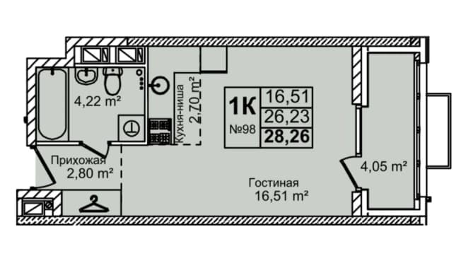 . Вариант № 2240191, 0, площадь - 28.3 квм, цена 6900000 рублей