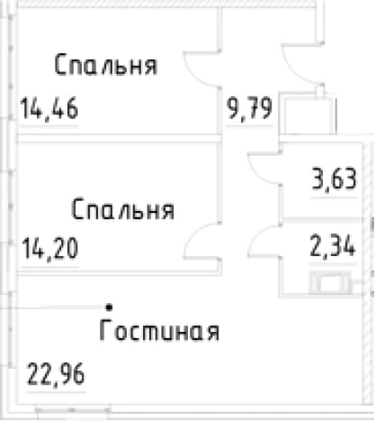 . Вариант № 2007073, 0, площадь - 67.38 квм, цена 15353584 рублей