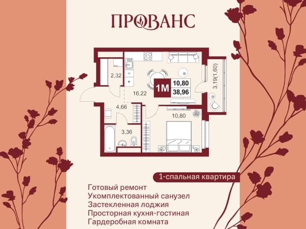 Купить однокомнатную квартиру в Микрорайоне Тепличный, Первомайский район в Пензе. Вариант № 1918142, 1, площадь - квм, цена 5234880 рублей