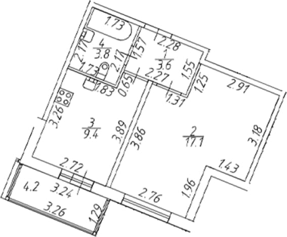 . Вариант № 1849589, 0, площадь - 33.9 квм, цена 7681888 рублей
