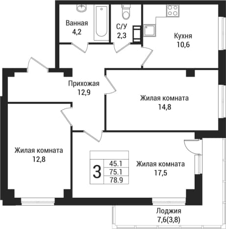 . Вариант № 1864512, 0, площадь - 78.9 квм, цена 10335600 рублей