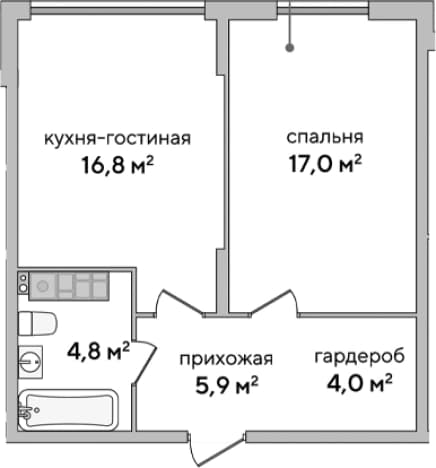 . Вариант № 2127045, 0, площадь - 48.5 квм, цена 16898831 рублей