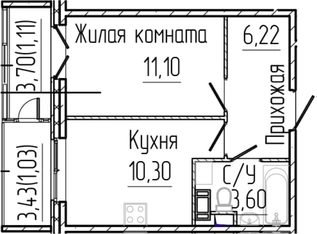 . Вариант № 1868570, 0, площадь - 31.22 квм, цена 7038960 рублей