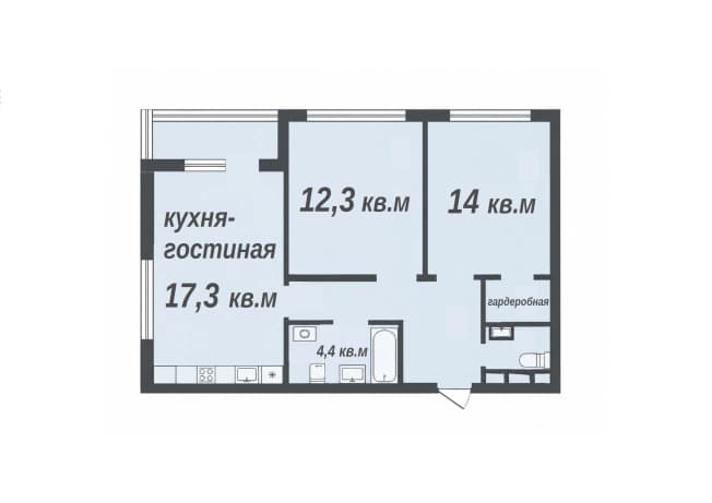 . Вариант № 2310075, 0, площадь - 62 квм, цена 6920000 рублей