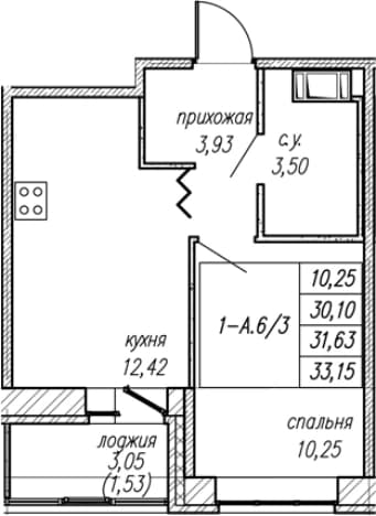 . Вариант № 2052596, 0, площадь - 30.1 квм, цена 5958080 рублей