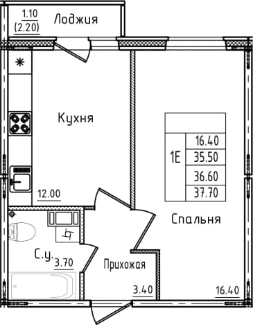 . Вариант № 2151711, 0, площадь - 35.5 квм, цена 5939560 рублей