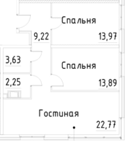 . Вариант № 1920353, 0, площадь - 65.73 квм, цена 15183235 рублей
