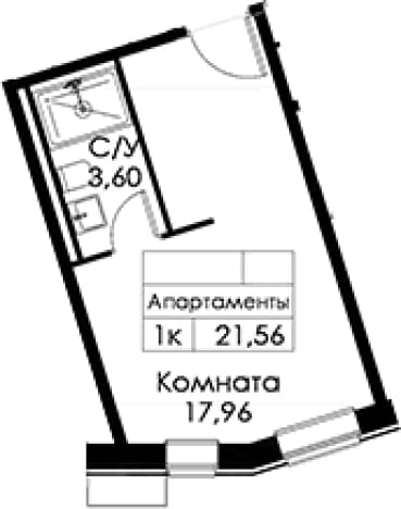 . Вариант № 2224904, 0, площадь - 21.56 квм, цена 7195080 рублей