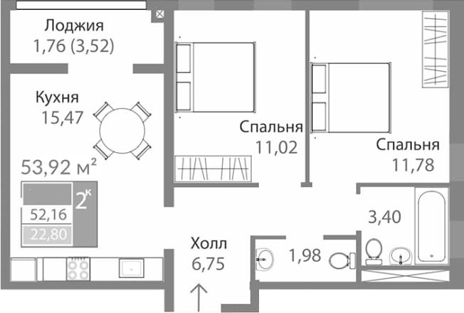 Купить квартиру в ЖК Благо в Республике Крым. Вариант № 2273964, 0, площадь - квм, цена 8024880 рублей
