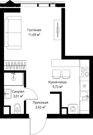 . Вариант № 2163494, 0, площадь - 27.05 квм, цена 24986085 рублей