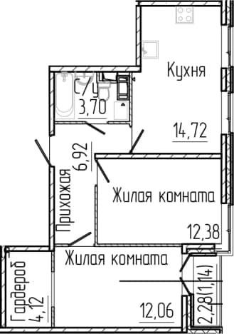 . Вариант № 2035681, 0, площадь - 53.9 квм, цена 10622720 рублей