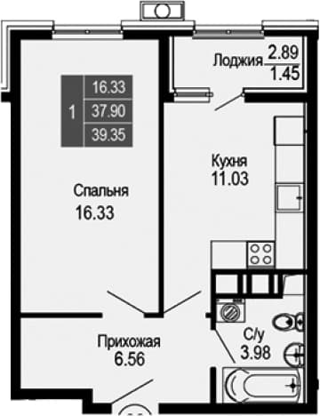 . Вариант № 2112329, 0, площадь - 37.9 квм, цена 11018000 рублей