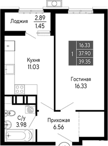 . Вариант № 2111602, 0, площадь - 37.9 квм, цена 10231000 рублей