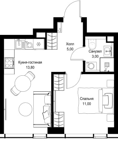 . Вариант № 2242937, 0, площадь - 32.8 квм, цена 22117040 рублей