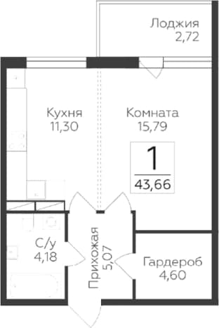 . Вариант № 1931821, 0, площадь - 40.94 квм, цена 6041234 рублей