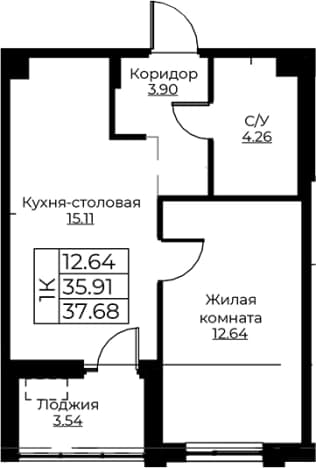 Купить двухкомнатную квартиру до 20 млн в Ленинградской области. Вариант № 1871113, 1, площадь - квм, цена 6848868 рублей