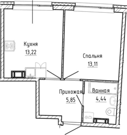 . Вариант № 1903224, 0, площадь - 36.62 квм, цена 7647627 рублей
