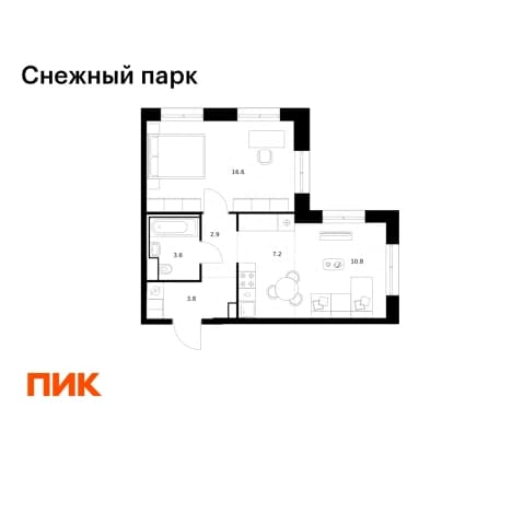 . Вариант № 2127186, 0, площадь - 44.9 квм, цена 8800400 рублей